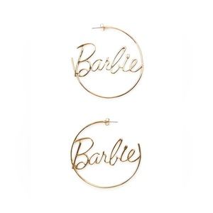 NIB Zara x Barbie the Movie Gold Plated Hoop Earrings